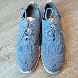 Cole Haan Light Blue Knit Oxfords